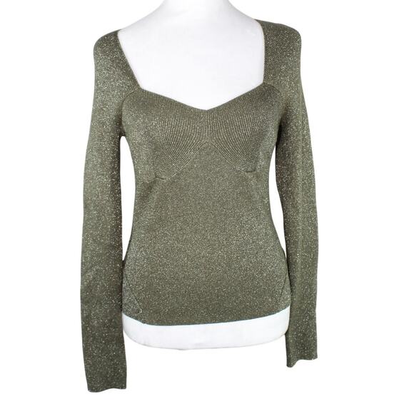 House of Harlow 1960 Sparkle Long Sleeve Bodice Top Sweater Disco Goth Medium - Picture 2 of 13